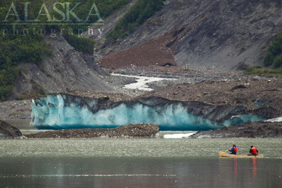 People canoe out to Valdez Glacier.