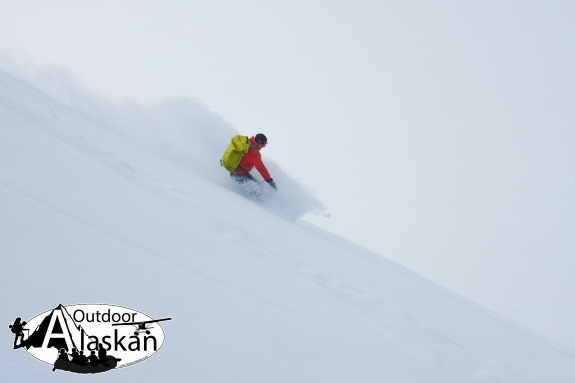Carving up the untouched powder on Glave Peak. April 2008.