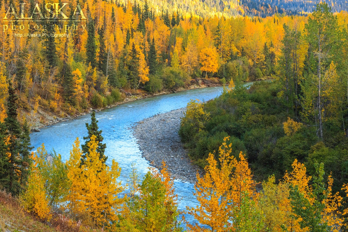 Caribou Creek right after it flows under Glenn Highway and Sheep Mountain.