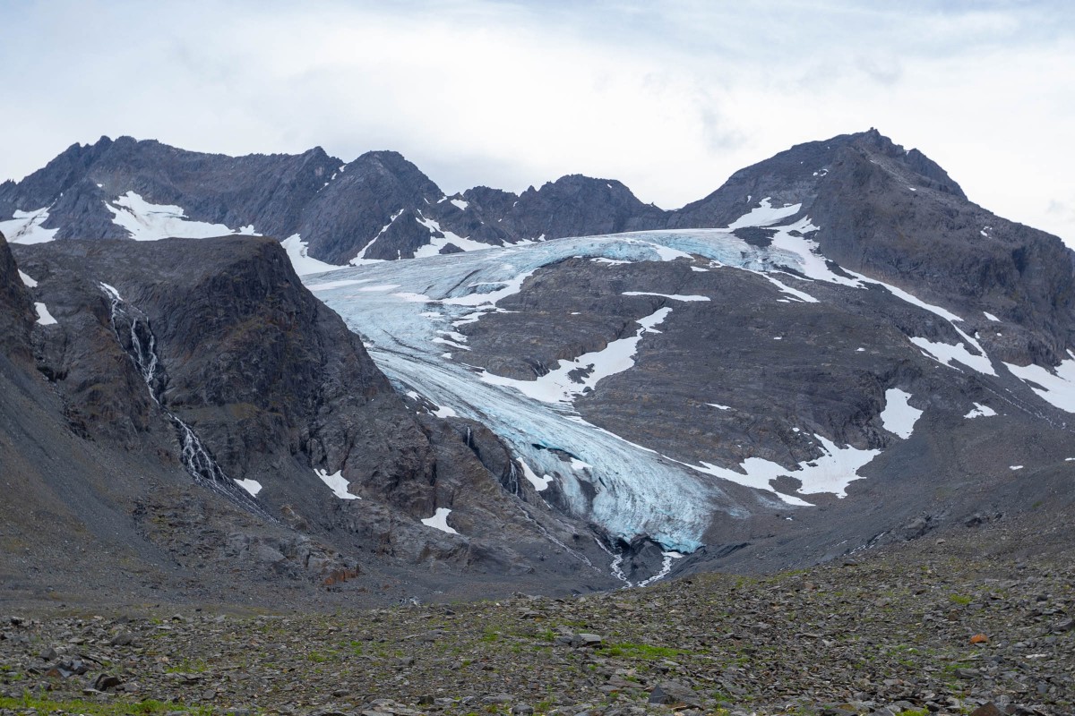 Looking back at G-g-g-g-g Glacier as it's now receded out of the valley.