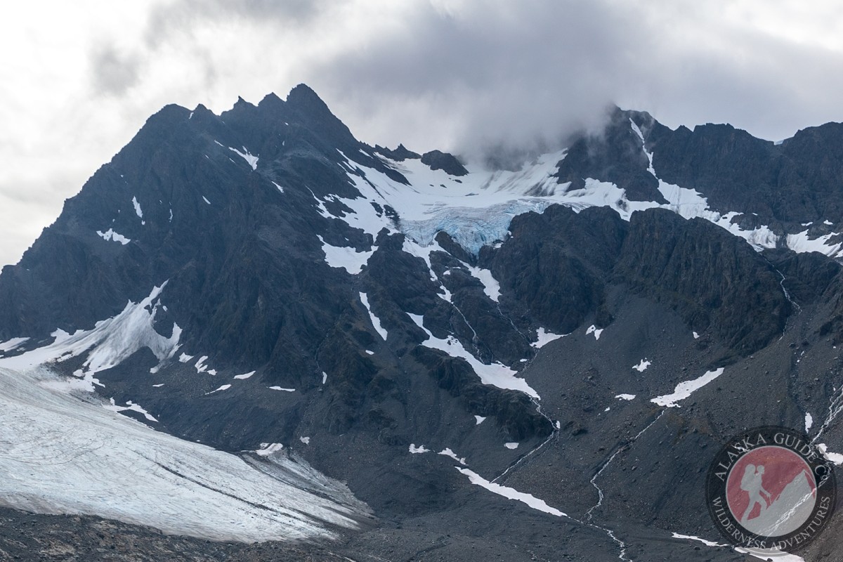 Glacier G213767E61245N (lower left) and Glacier G213756E61263N (upper center-right) along the west side of Valdez Glacier.