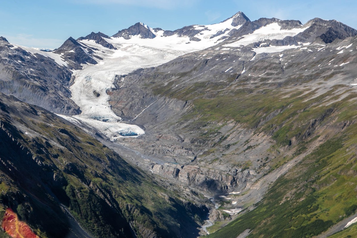 Looking at Keystone Glacier summer 2021, from above Bear Creek.