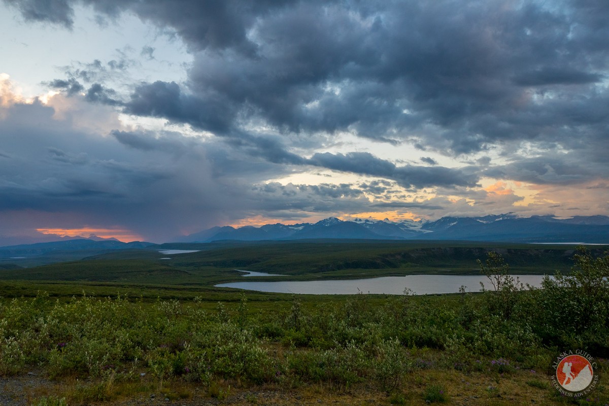 Looking across Sevenmile Lake out to Gulkana Glacier in the distance, approaching the east end of the Denali Highway near Paxson.