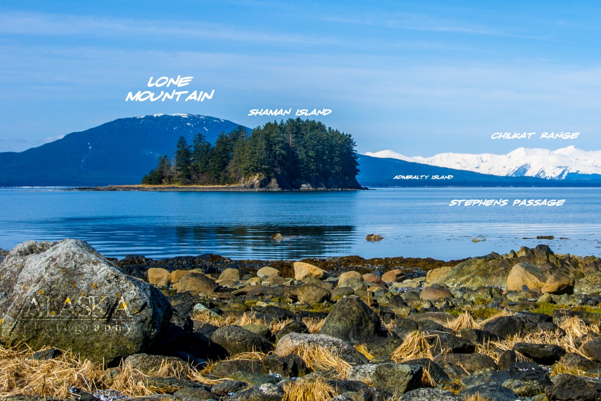 Looking out at Shaman Island from Douglas Island.