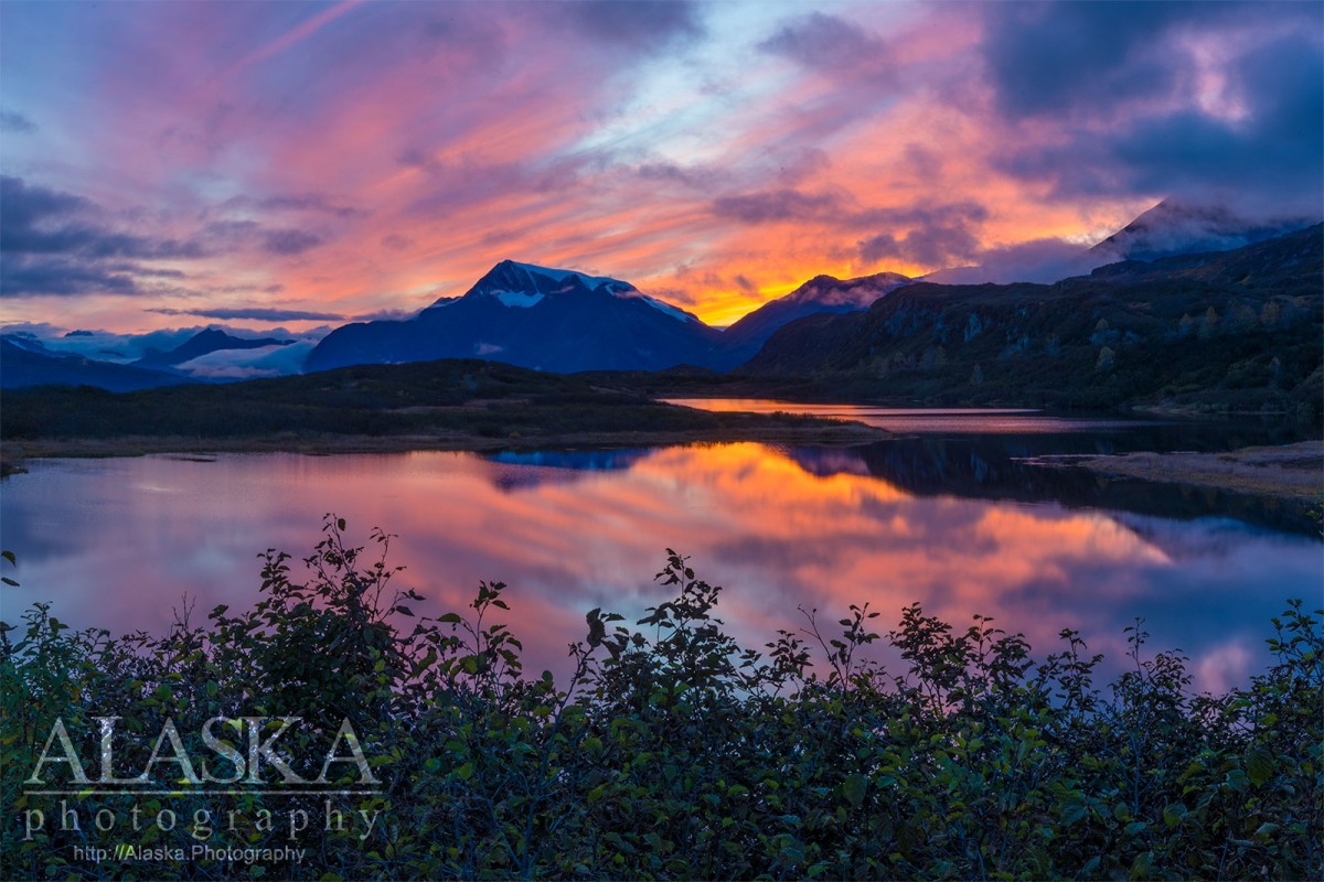 Catching the sunset at Thompson Lake, Thompson Pass, Valdez.