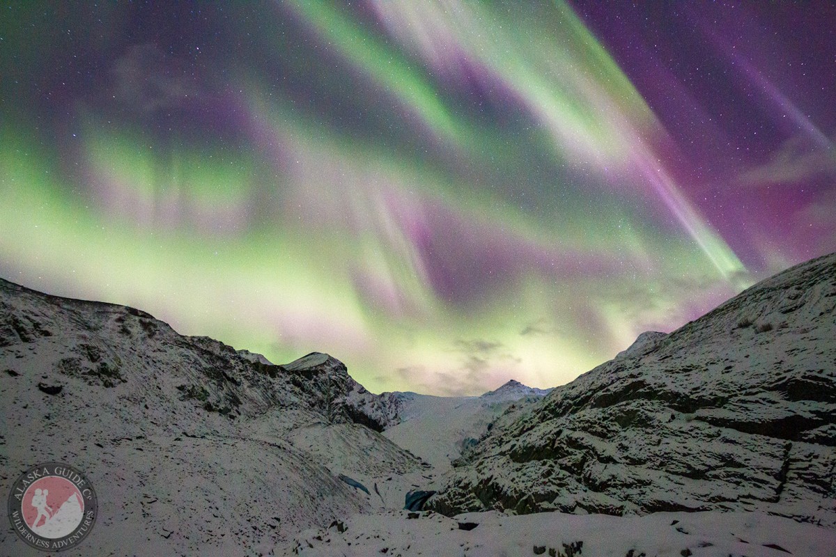 The northern lights dance above Worthington Glacier, Valdez, Alaska. November 4, 2015.