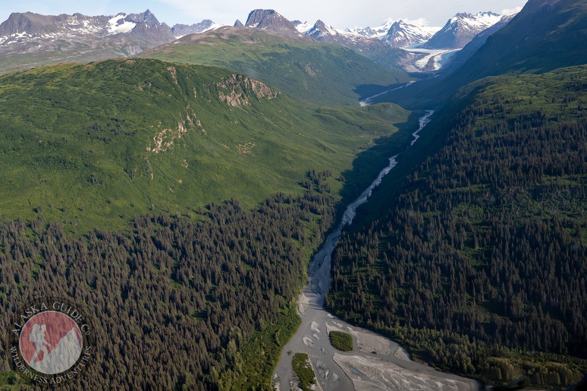 Looking up Wortmanns Creek to Wortmanns Glacier outside Valdez, Alaska.