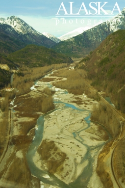 Looking up the Skagway River from the end of town to where it joins the East Fork.