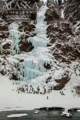 People from all over come to climb Bridal Veil Falls during the 2016 Valdez Ice Climbing Festival.