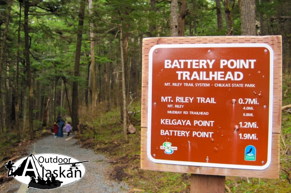 Battery Point Trail head sign.