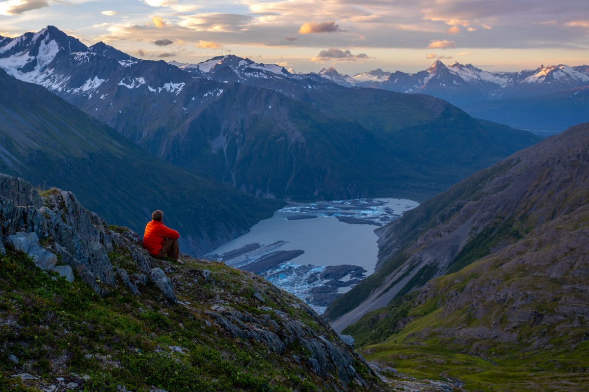 Watching the sunrise from out in the Chugach.