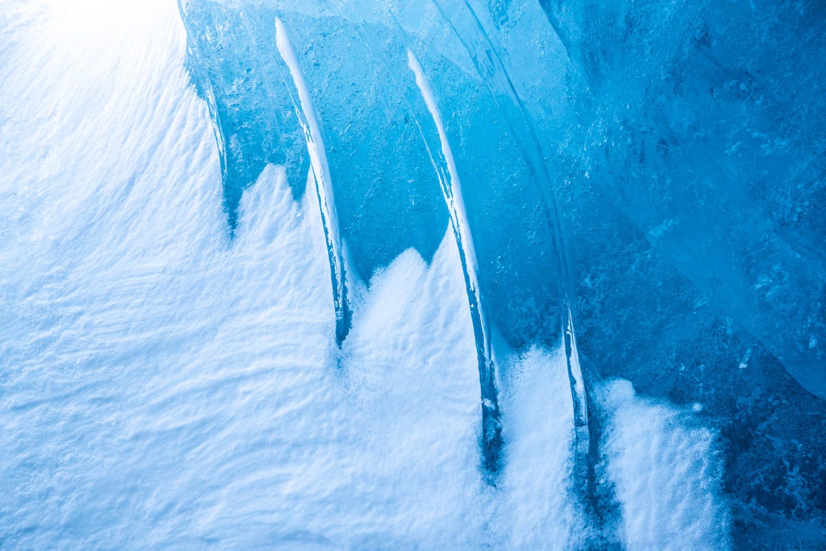 The blue glacier ice has some amazing textures.