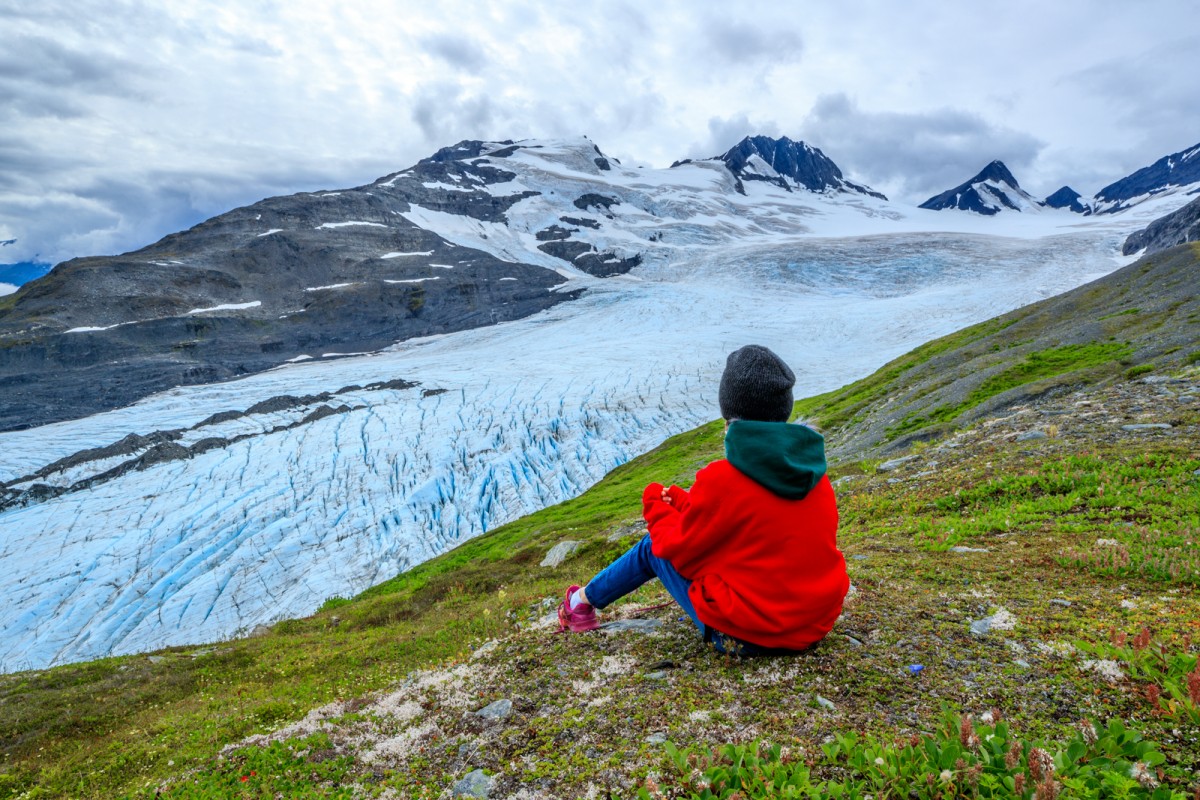 Looking out over Worthington Glacier from along the hiking tour.