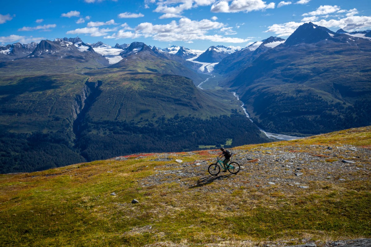 Riding with vast Alaskan views the whole time on this mountain biking tour.