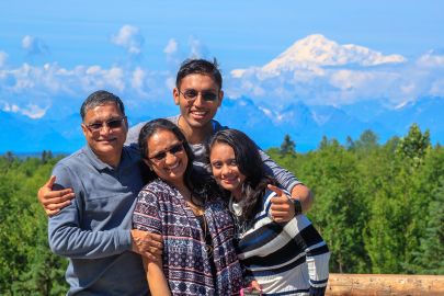 While in Talkeetna with Denali in the background on a family tour.