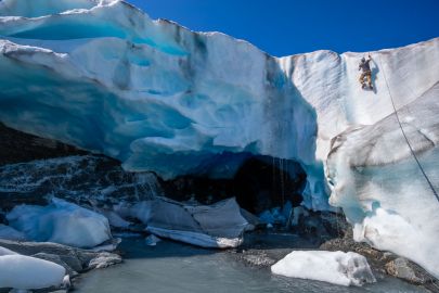 Learning the basics and maneuvering around on the face of the glacier.