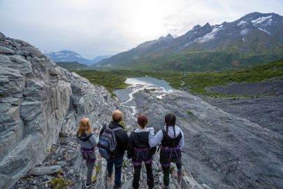 Friends looking out at the view on the Worthington Trek.