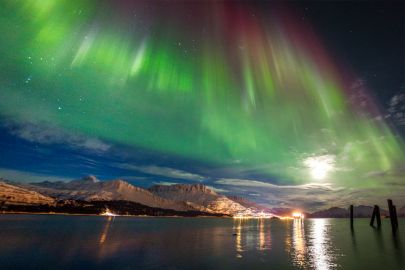 The northern lights over Port Valdez.