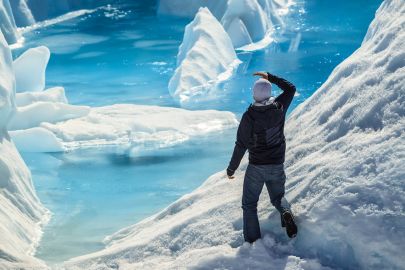 Gaze into the blue pools of a glacier.