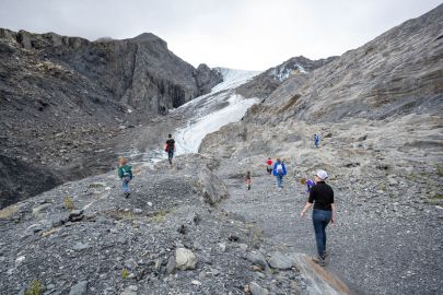 Walking out to Worthington Glacier on the trek tour.