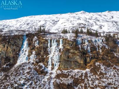 What's left of 19 Mile Wall ice routes at the end of season.