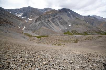 Looking down the slope