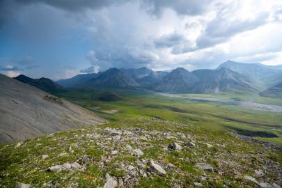 Looking across Eagle Creek at the Franklin Mountains from the Third Range in Arctic National Wildlife Refuge.