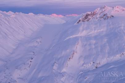 Looking out over Corbin Glacier covered in snow.