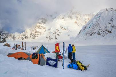 Basecamp along the runway.