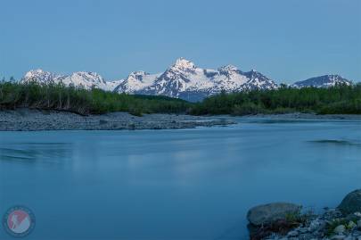 Valdez Glacier Stream looking south at Bob's Knob, Mount Francis, Embick, Comstock, and Sugarloaf Mountain.