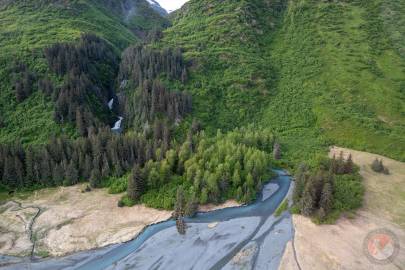 The mouth of Gold Creek as it flows in to Port Valdez.