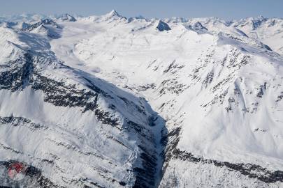 Mount Bonet and East Peak above Keystone Glacier before it drains into Bear Creek.