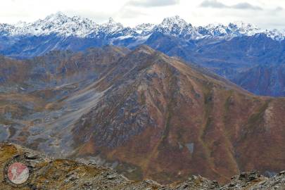 Marmot Mountain (main) with Fish Peak (lower right) and Rae-Wallace (left).