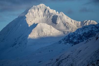 Mount Schrader in the sunrise. Looking at the south face.