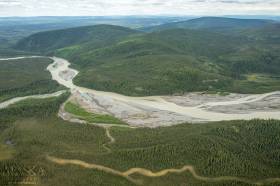 Nabesna River as it passes through the Black Hills.