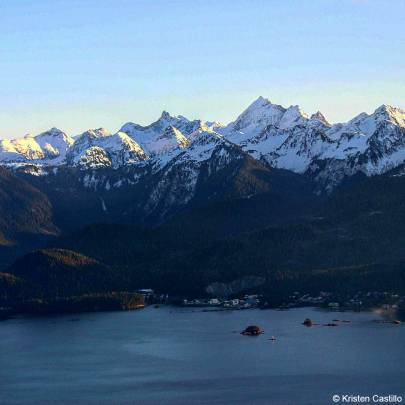 Old Sitka Rocks north of Sitka, with Baranof Island right behind them