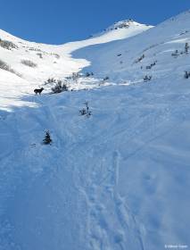 Skiing up the east side of Peak 3.