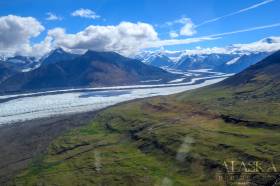 Russell Glacier with Mount Churchill on the right edge of the frame.