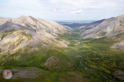 Shaviovik River as it runs northwest out of the mountains.