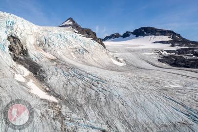 The head of Sheep Creek Glacier as it drops down the valley prior to turning southwest.