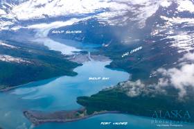 Looking down at Shoup Bay while flying out of Valdez.