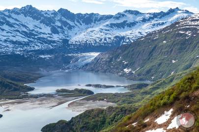 Shoup Glacier with Palmer Creek in the foreground and Big Creek in the back left.