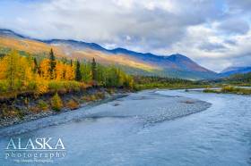 Looking down the Tsina River from the TAPS access bridge.