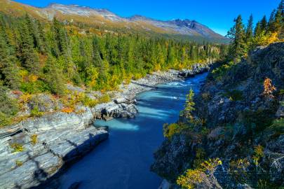 Tsina River as it flows through the upper canyon before the pull out.