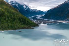 Looking up Valdez Glacier from above Valdez Glacier Lake.