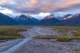 Looking up Valdez Glacier Stream near Valdez, Alaska.