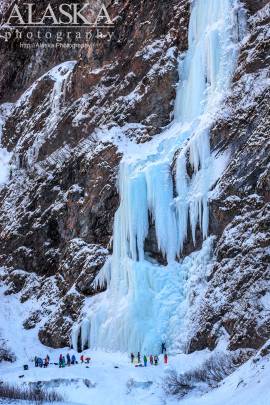 Ice climbers on Greensteps during the Valdez Ice Climbing Festival.