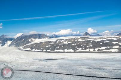 Valdez Summit with Townsend Peak right of center and Valdez Glacier in the foreground. August 2021.