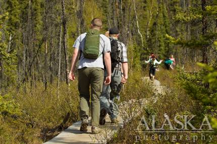 Busy weekend traffic on the boardwalk at Angel Rocks.