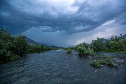 The storm moving in.